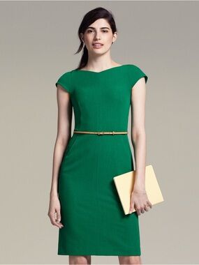 MM Lafleur Nisa Classic Green Cap-Sleeve Sheath Dress